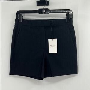 Theory Women's Waist Tab Shorts - Navy Seersucker - 0 - New with tags